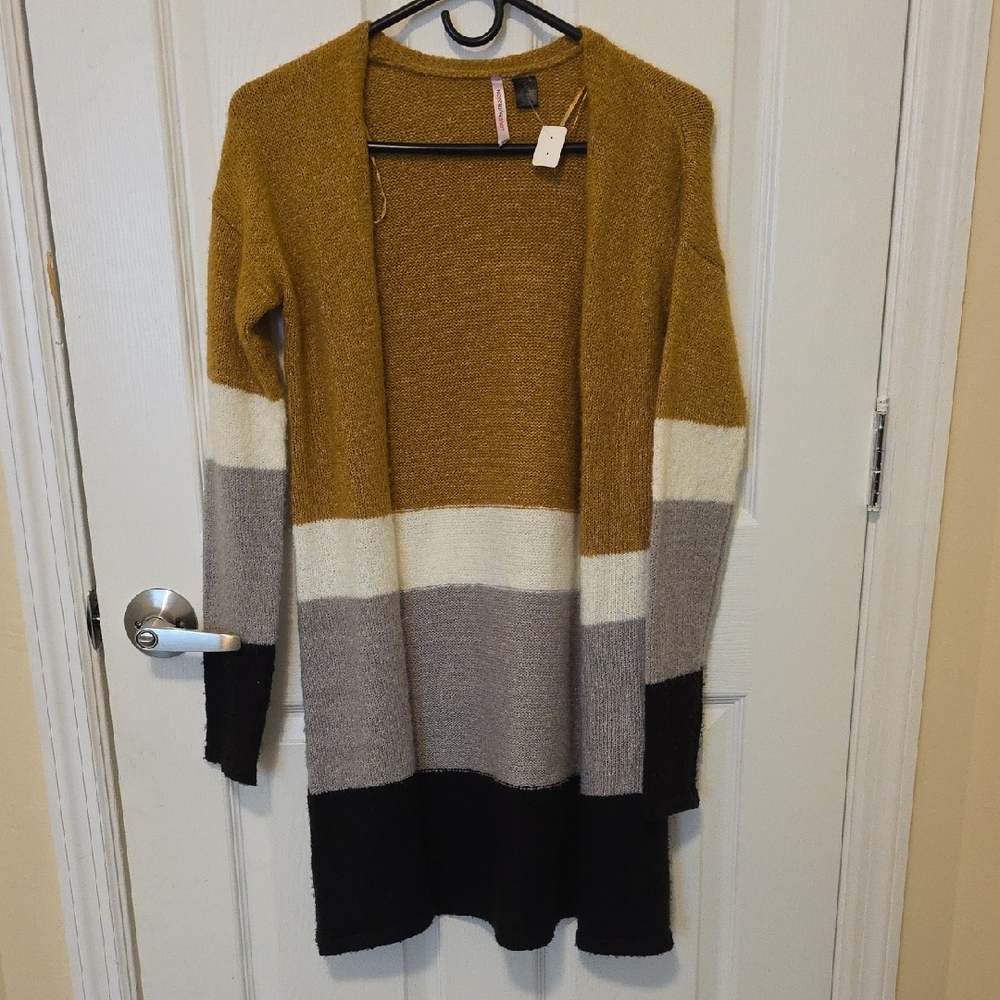 Sm Love By Design Colorblock Open Front Cardigan Sweater